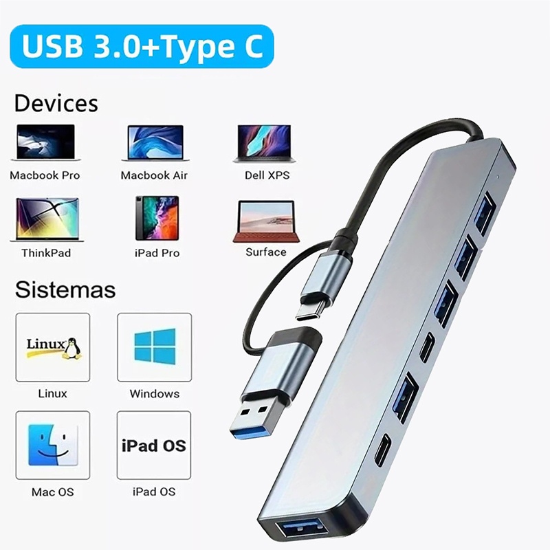 Hub USB 3.0 2 in 1 a 7 porte,  - Laptop Accessories And Gadgets recensione e prezzo